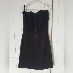 Black Strapless Sweetheart Mini Dress